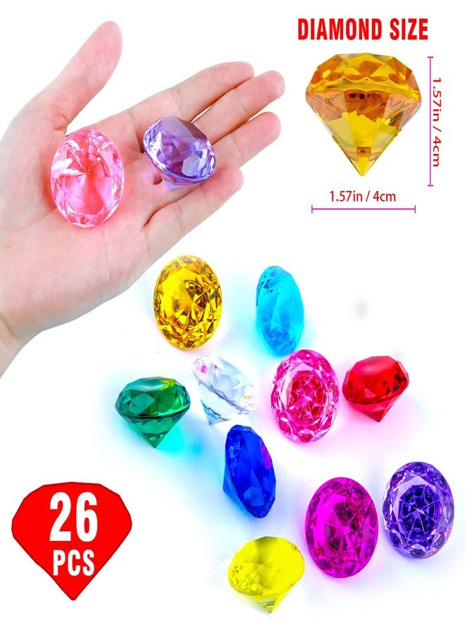 Niceup 26PCS Orange Fake Diamonds Big Gem Toys, 1.5in Pool Diving Gems Acrylic Plastic Gemstones for Kids, Party Décor Jewels Treasure Hunt Hiding Sensory Bin Filler Toys Craft Supplies - Image 3